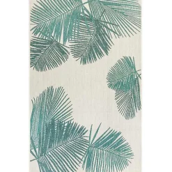 Aqua Forest Leaf Indoor/Outdoor Area Rug, 6x9