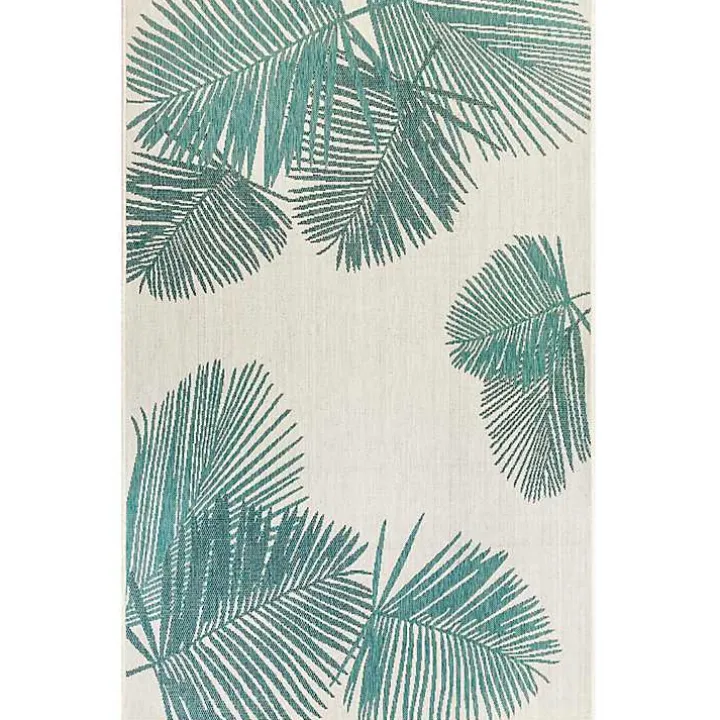 Aqua Forest Leaf Indoor/Outdoor Area Rug, 6x9