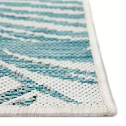Aqua Forest Leaf Indoor/Outdoor Area Rug, 6x9