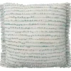 Aqua Handstitched Stripes Throw Pillow