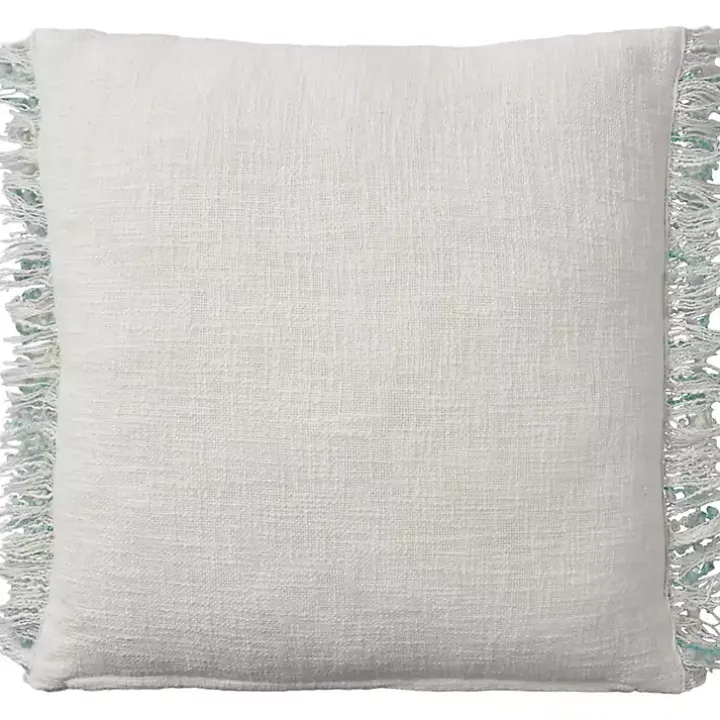 Aqua Handstitched Stripes Throw Pillow