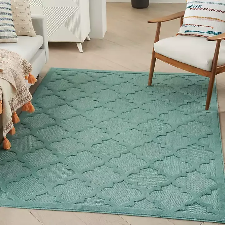Aqua Trellis Indoor/Outdoor Area Rug, 6x9