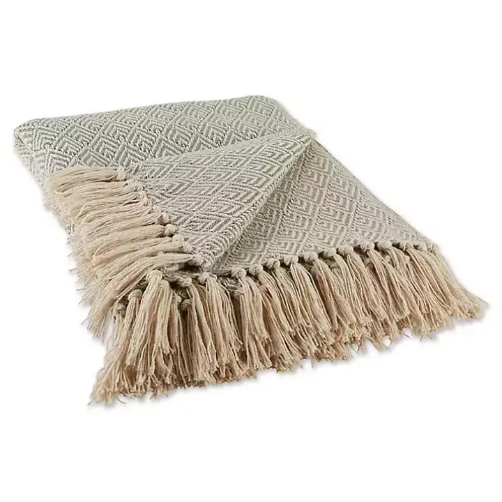 Artichoke Green Diamond Fringe Throw