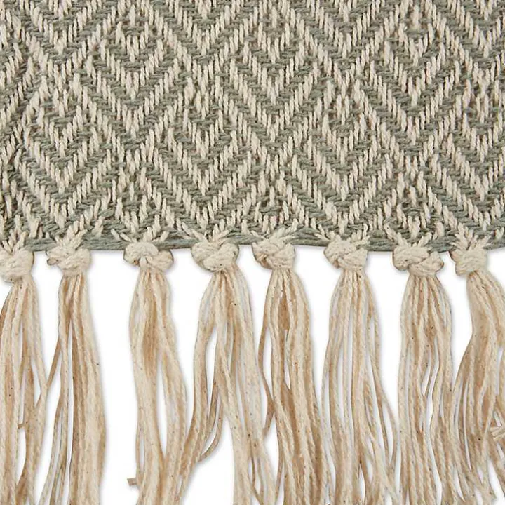 Artichoke Green Diamond Fringe Throw