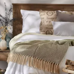 Artichoke Green Diamond Fringe Throw