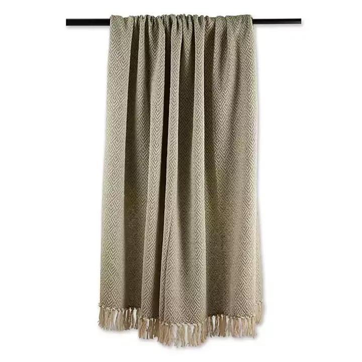 Artichoke Green Diamond Fringe Throw