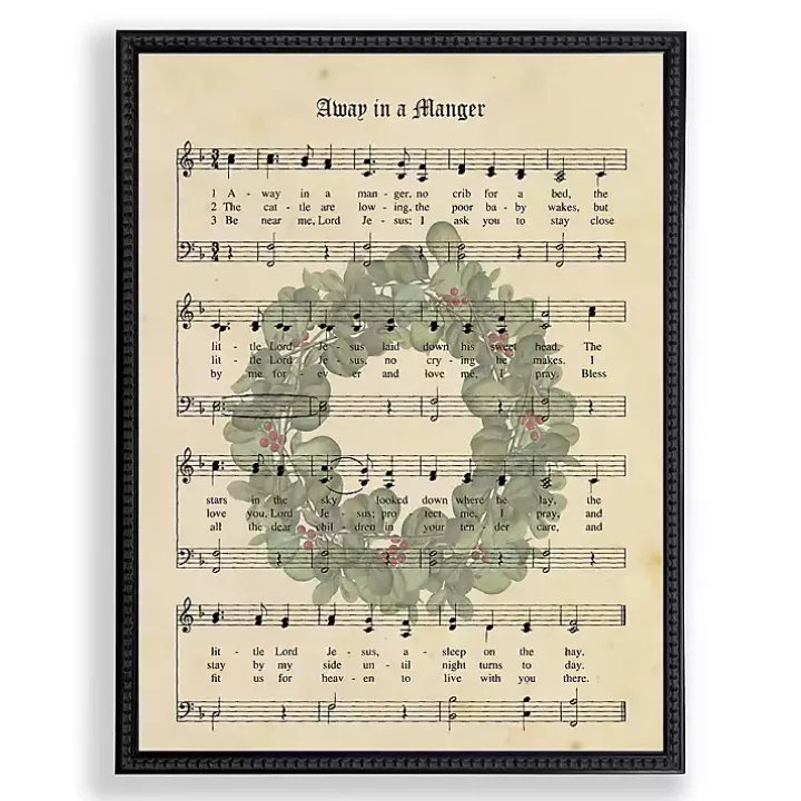 Away in a Manger Hymn Framed Christmas Art Print