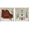 Barn and Church Canvas Art Prints, Set of 2