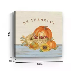 Be Thankful Pumpkins Canvas Art Print, 30x30 in.