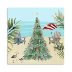 Beach Christmas Tree Canvas Art Print, 20x20 in.