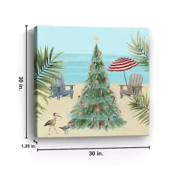 Beach Christmas Tree Canvas Art Print, 30x30 in.