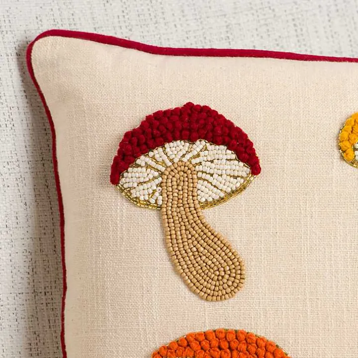 Beaded Mushrooms Lumbar Pillow
