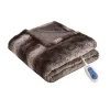 Beautyrest Brown Faux Fur Oversized Heated Throw