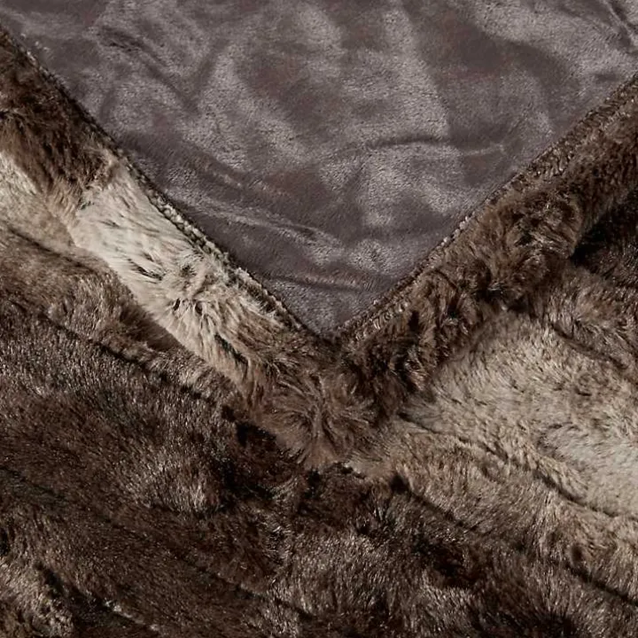 Beautyrest Brown Faux Fur Oversized Heated Throw