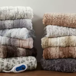 Beautyrest Sand Faux Fur Oversized Heated Throw