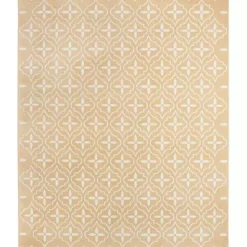 Beige & Ivory Quatrefoil Indoor/Outdoor Rug, 8x10