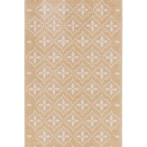 Beige & Ivory Quatrefoil Indoor/Outdoor Rug, 4x6