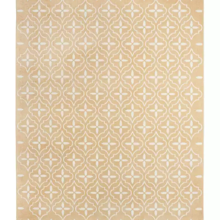 Beige & Ivory Quatrefoil Indoor/Outdoor Rug, 8x10