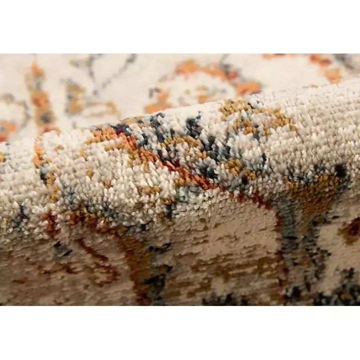 Beige and Gold Medallion Area Rug, 5x7