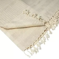 Beige and White Stripes Cotton Throw