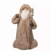 Beige Fur Robe Staff Santa Christmas Statue