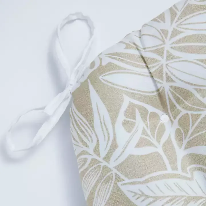 Beige Leaves Tufted 2-pc. Outdoor Cushions