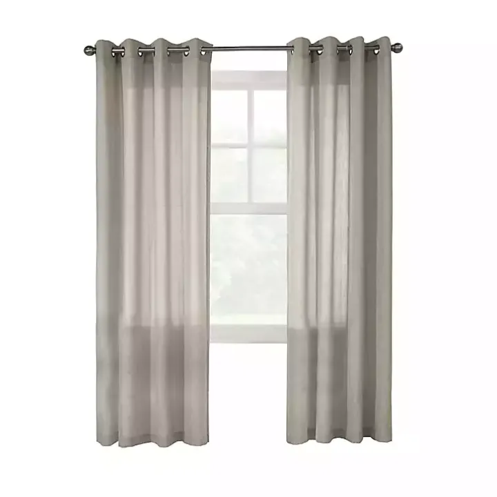 Beige Linen Light Filtering Curtain Panel, 84 in.