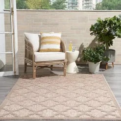 Beige Trellis Indoor/Outdoor Area Rug, 6x9
