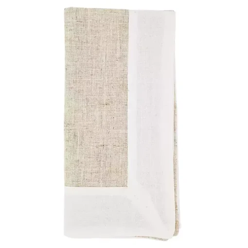 Beige Two-Tone Border 4-pc. Napkin Set