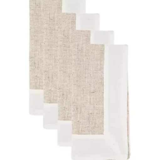 Beige Two-Tone Border 4-pc. Napkin Set