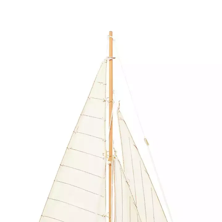 Beige Wood Coastal Sailboat, 21 in.