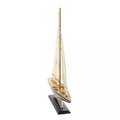 Beige Wood Coastal Sailboat, 21 in.
