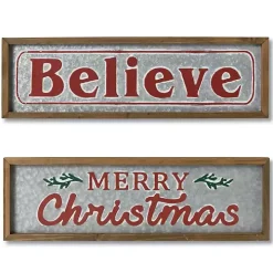 Believe and Merry Christmas Wall Plaques, Set of 2