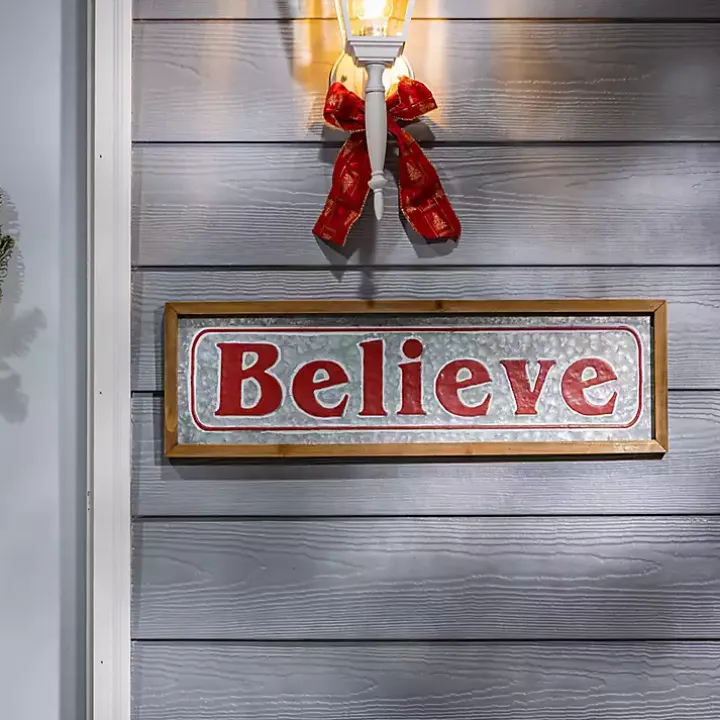 Believe and Merry Christmas Wall Plaques, Set of 2
