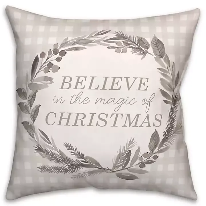 Believe in the Magic of Christmas Plaid Pillow