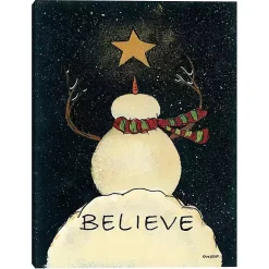 Believe Snowman Canvas Art Print