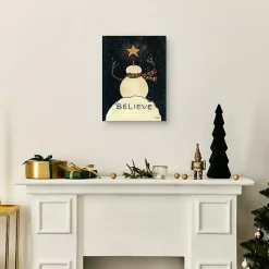 Believe Snowman Canvas Art Print