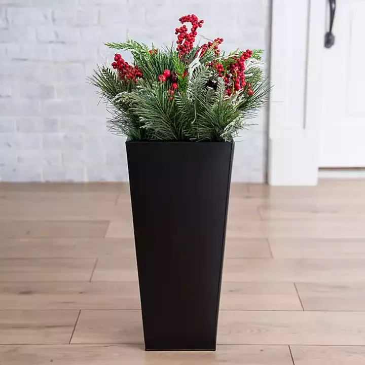 Berry Pinecone Holiday Arrangement in Tall Planter