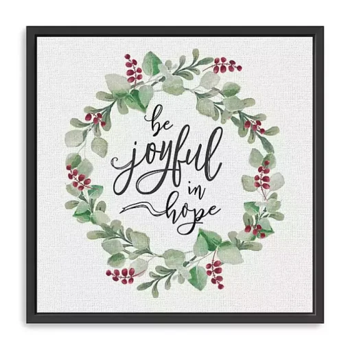 Berry Wreath Be Joyful Framed Canvas Art Print