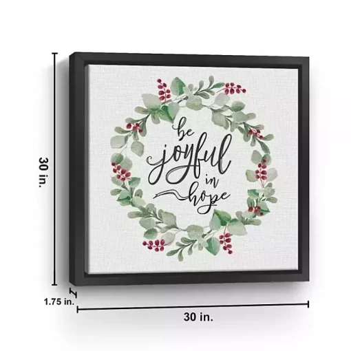 Berry Wreath Be Joyful Framed Canvas Art Print