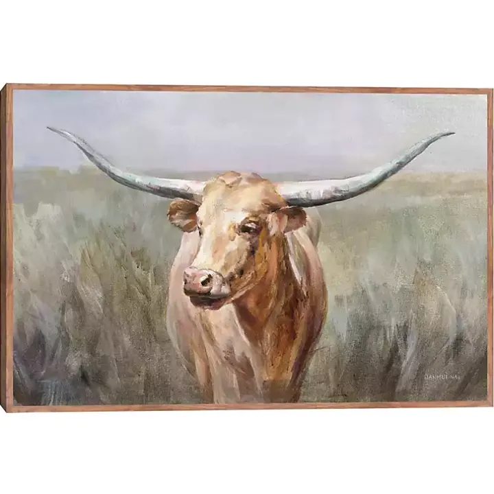 Big Sky Longhorn Framed Canvas Art Print