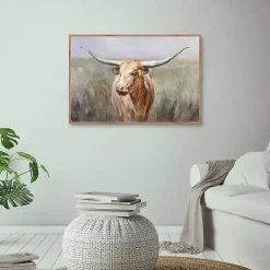 Big Sky Longhorn Framed Canvas Art Print