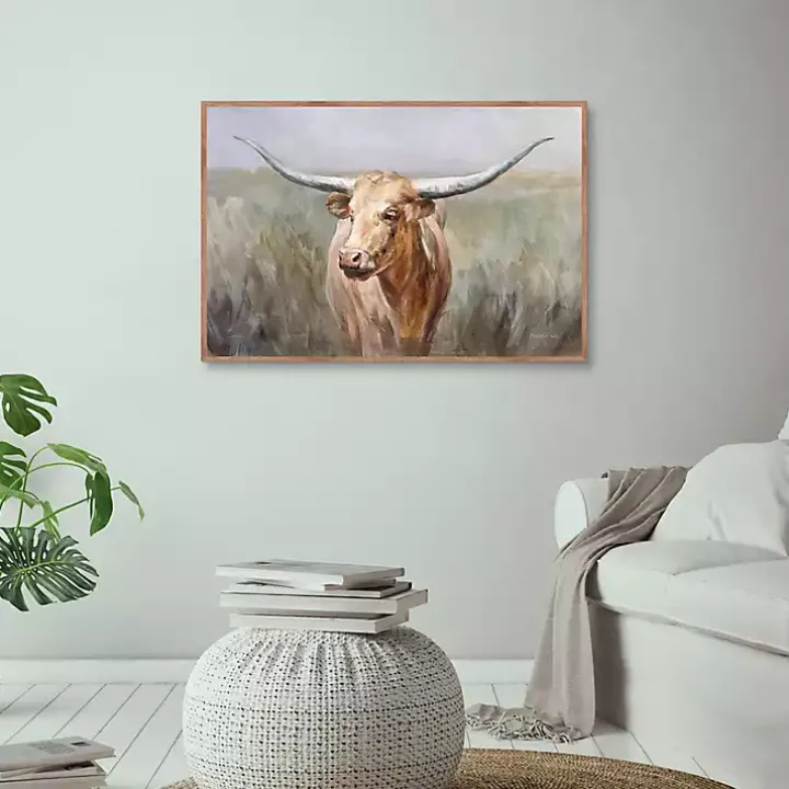 Big Sky Longhorn Framed Canvas Art Print