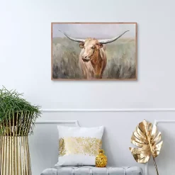 Big Sky Longhorn Framed Canvas Art Print