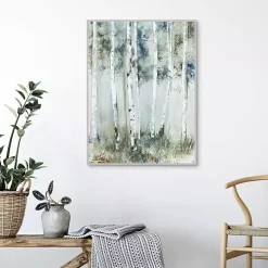 Birch Blue Forest Framed Canvas Art Print