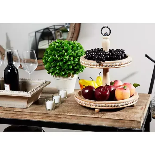 Birch Wood Tiered Tray
