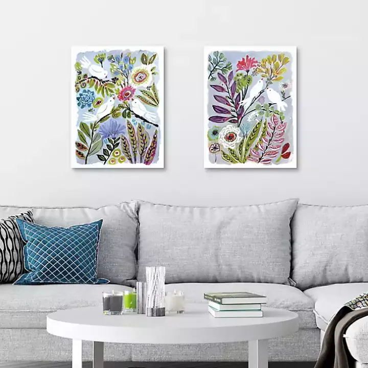 Bird Love Framed Canvas Art Prints, Set of 2