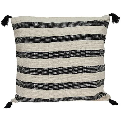 Black & White Bungalow Stripe Throw Pillow