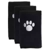 Black & White Embroidered Paw Pet Towels, Set of 3