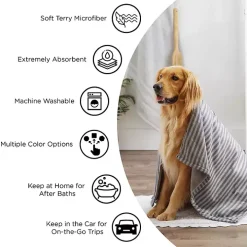 Black & White Embroidered Paw Pet Towels, Set of 3